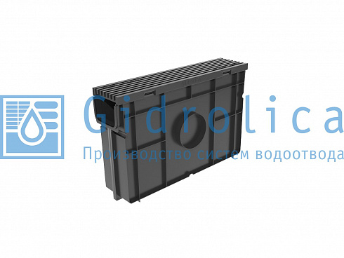 Комплект Gidrolica Light: пескоуловитель для пластиковых лотков ПУ 10.11,5.32 - пластиковый с решеткой РВ- 10.11.50 пластиковой, ячеистой кл. В125